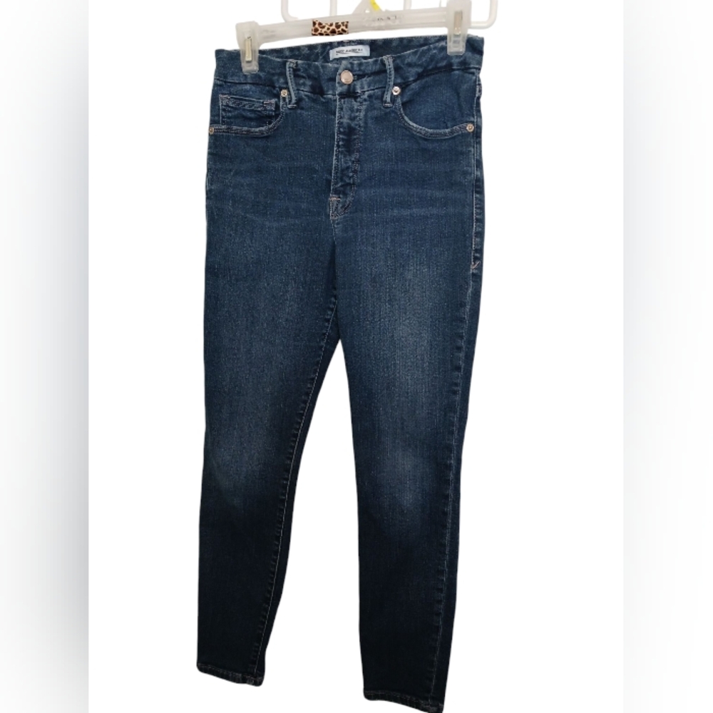 Good American Good Legs Crop Dark Blue Denim Skinny Jeans Size 6/28